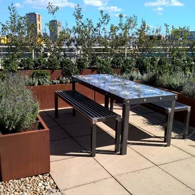 Bespoke Corten Steel Effect Planters and Cogs