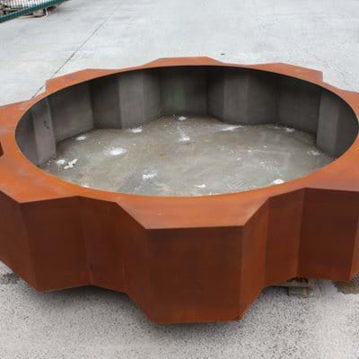 Bespoke Corten Steel Effect Planters and Cogs