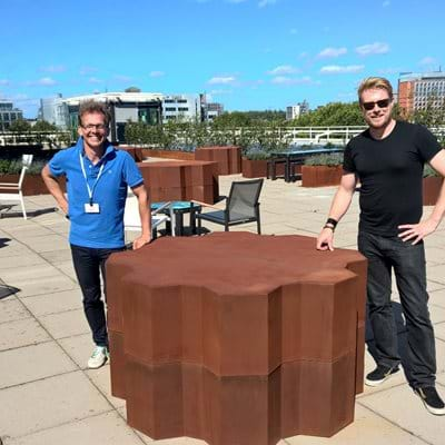 Bespoke Corten Steel Effect Planters and Cogs