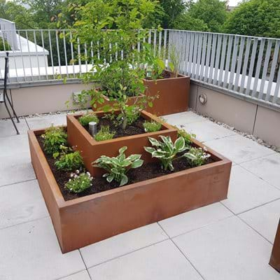 Bespoke Fibreglass Planters and Benches for a Roof Terrace