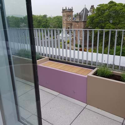 Bespoke Fibreglass Planters and Benches for a Roof Terrace