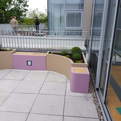 Bespoke Fibreglass Planters and Benches for a Roof Terrace