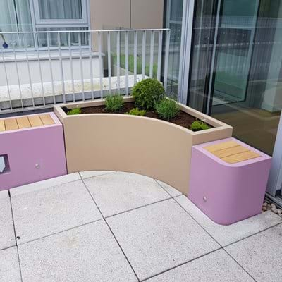 Bespoke Fibreglass Planters and Benches for a Roof Terrace